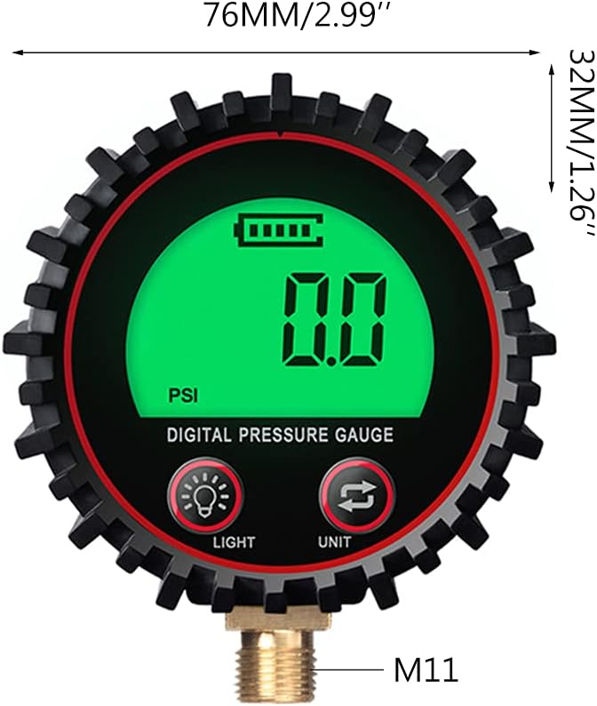 Digital Pressure Gauge M11 Thread 255psi with Rubber Protector - Image 3